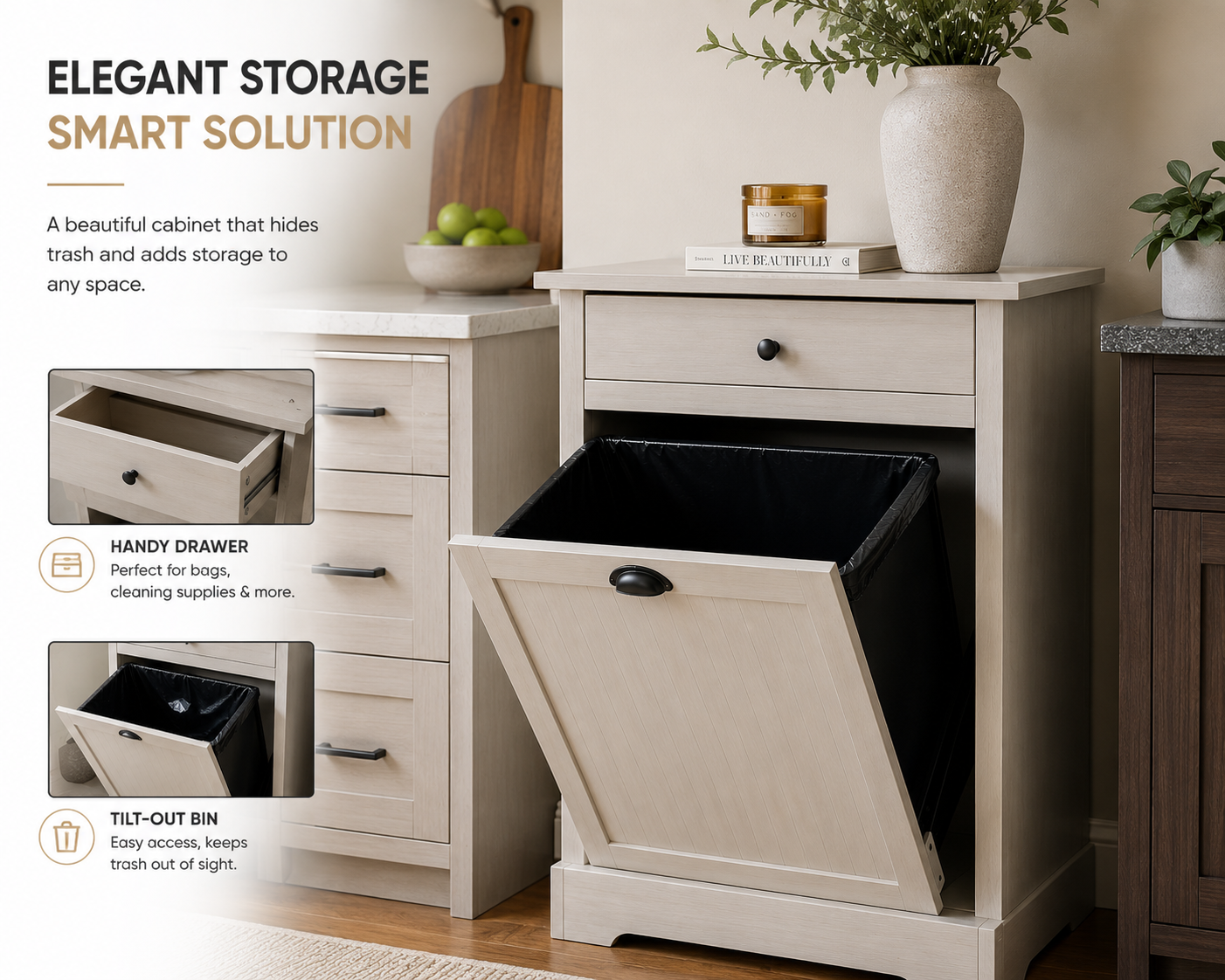 SORAKI™ Tilt-Out Trash Cabinet