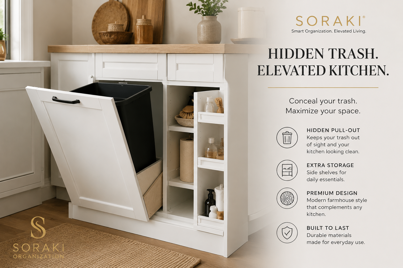 SORAKI™ Hidden Trash Cabinet