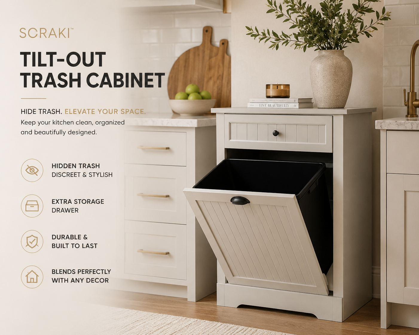 SORAKI™ Tilt-Out Trash Cabinet